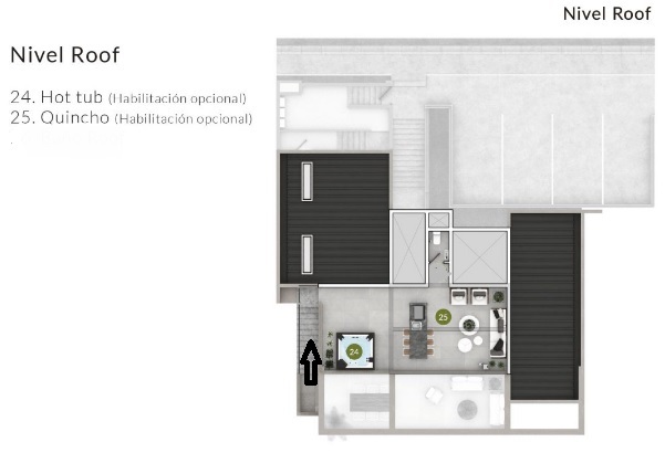 4, Planta nivel azotea (roof) casa A